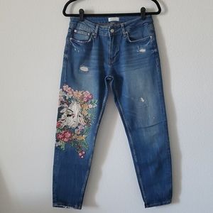Zara embroidered jeans
